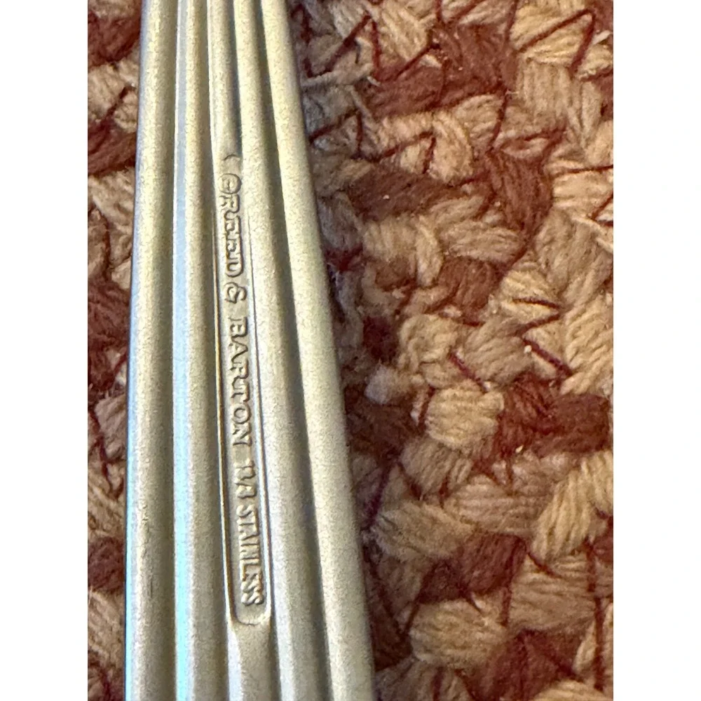 Reed & Barton Serving Set 3pc Silver Gold Accent Ladle Slotted Solid Spoon Korea